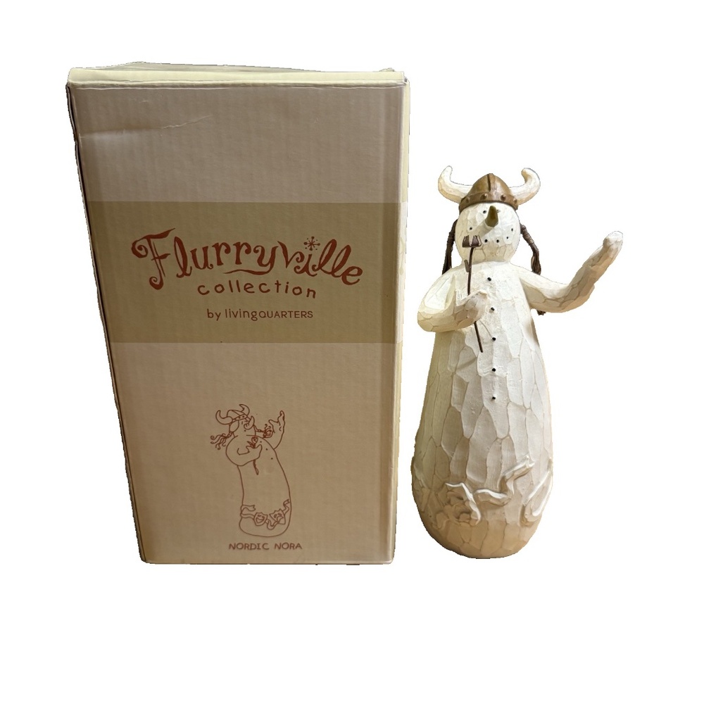 Flurryville Nordic Nora Figurine by LivingQuarters with Box – Snowman Decor
